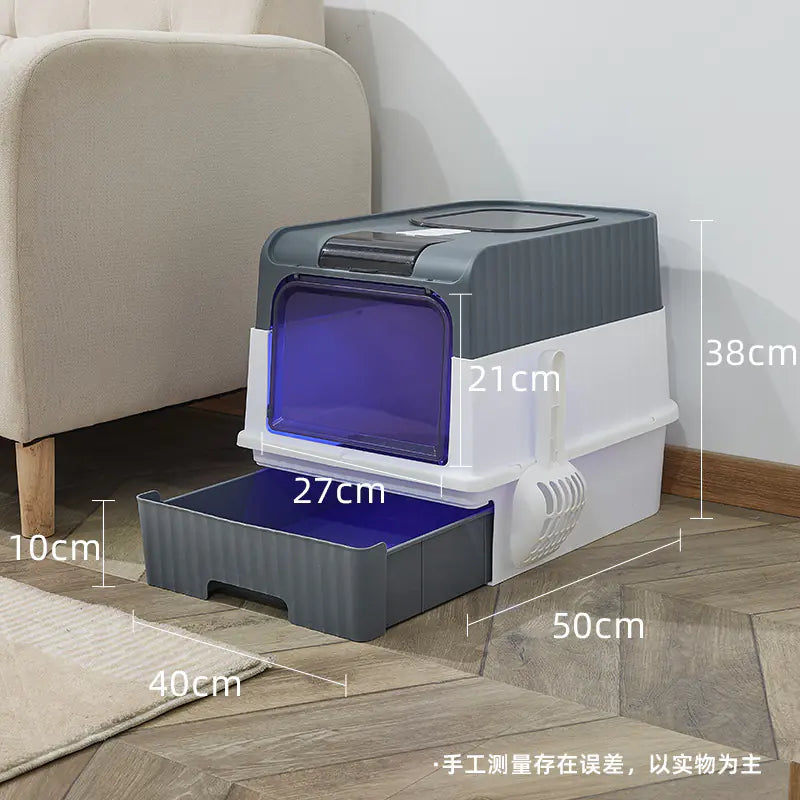 Large Closed Cat Litter Box with Anti-Splash Design